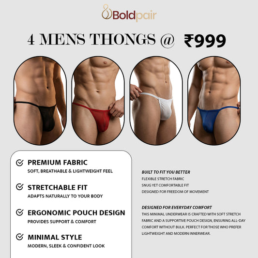 SET OF 4 -Men’s Big Pouch G-String Thong Underwear