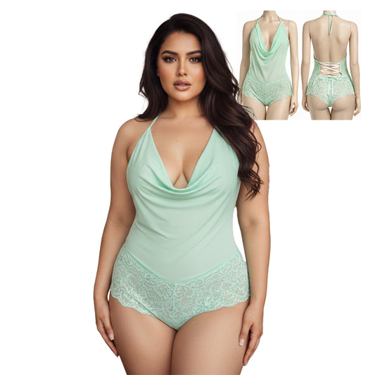 BoldPair Women’s Lace Bodysuit (Mint Green)