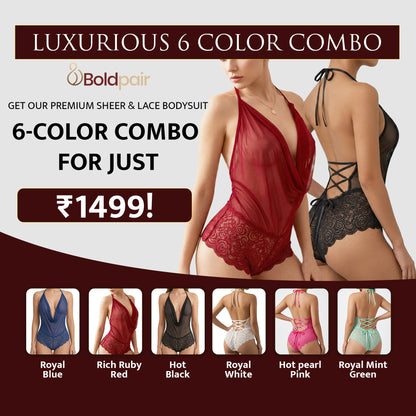 6 COLOR HOT Premium Sheer & Lace Bodysuit
