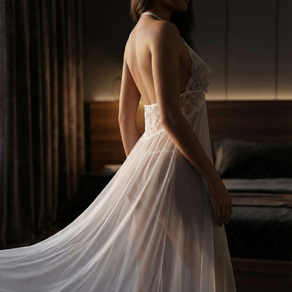 Women Lingerie Lace Babydoll Lingerie (White)