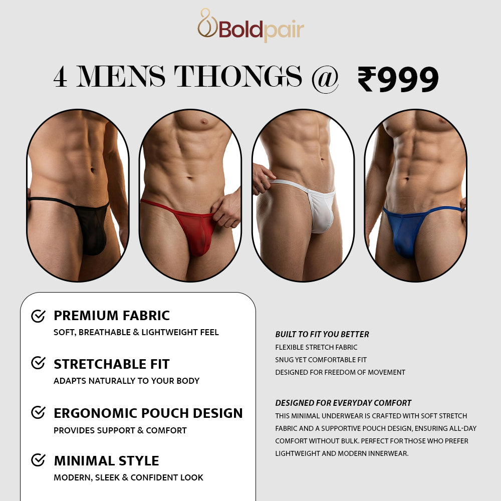 SET OF 4 -Men’s Big Pouch G-String Thong Underwear