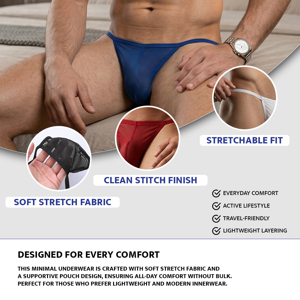 SET OF 4 -Men’s Big Pouch G-String Thong Underwear