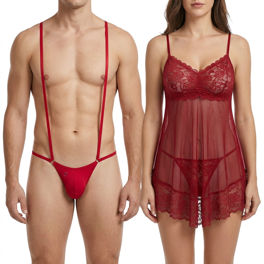 Couple Lingerie Set for Men & Women- Romantic Nightwear Sleepwear Set